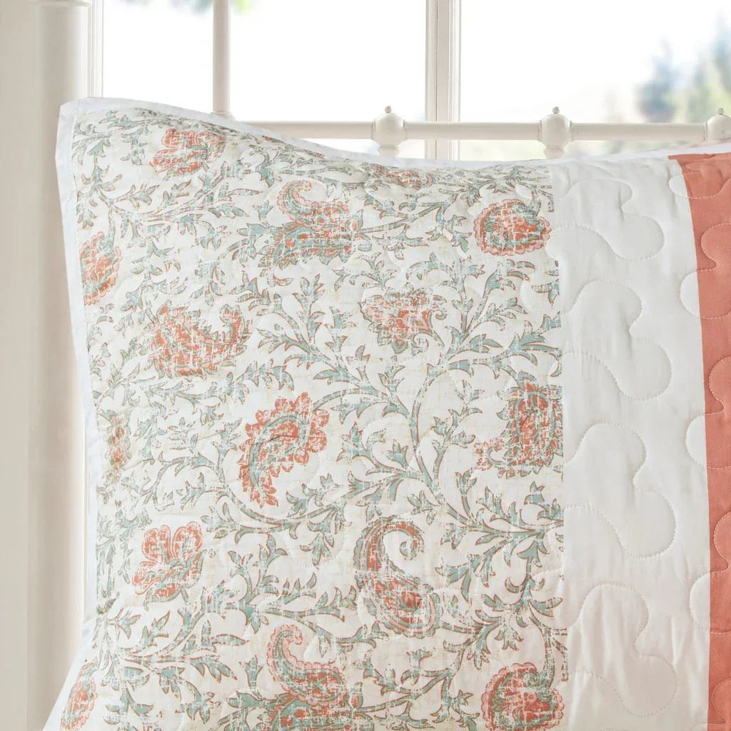 Dawn 6 Piece Cotton Percale Reversible Coverlet Set - Coral - Gifts for You 'n Me