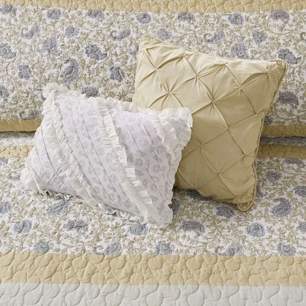 Dawn 6 Piece Cotton Percale Reversible Coverlet Set - Yellow - Gifts for You 'n Me