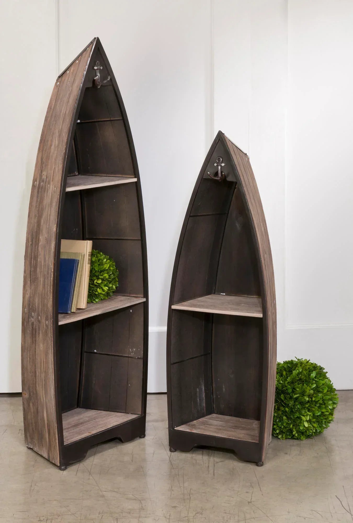 Decorative Brown Wooden Boat Shelves - Set of 2 - Gifts for You 'n Me