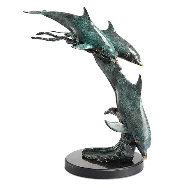 Dolphin Trio on Wave Coastal Sculpture - Gifts for You 'n Me