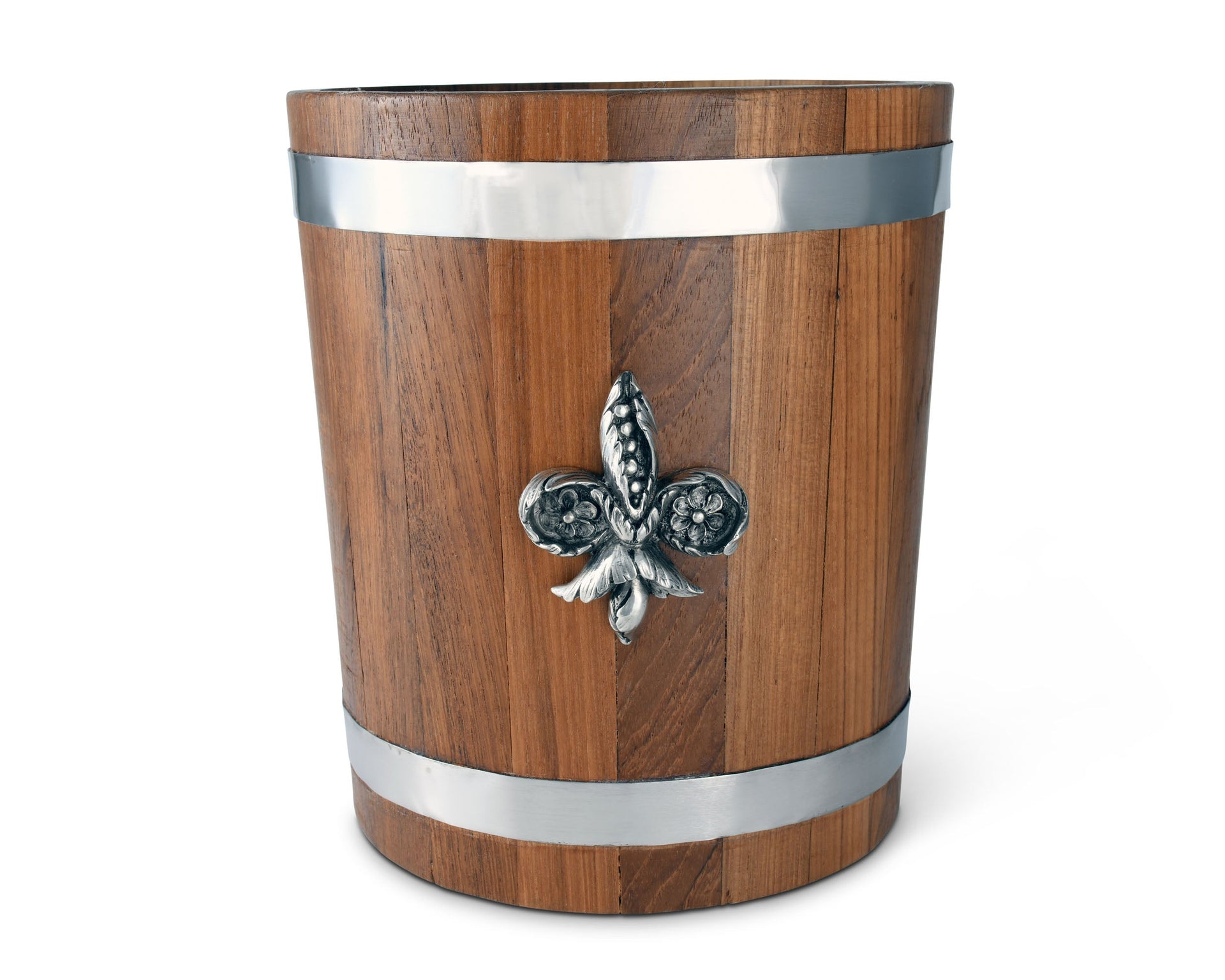 FLEUR DE LIES TEAK ICE BUCKET - STEEL INSERT