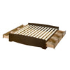 Prepac Manhattan Wooden King Bookcase Platform Storage Bed in Espresso