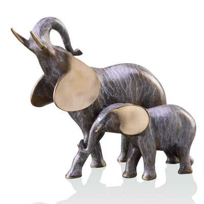 Elephant Mama and Baby Sculpture