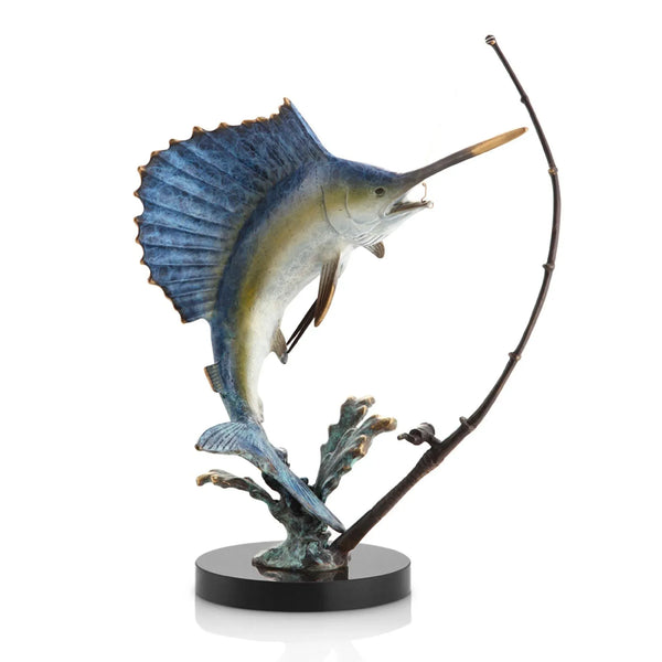 Fighting Sailfish with Tackle Sculpture - Gifts for You 'n Me