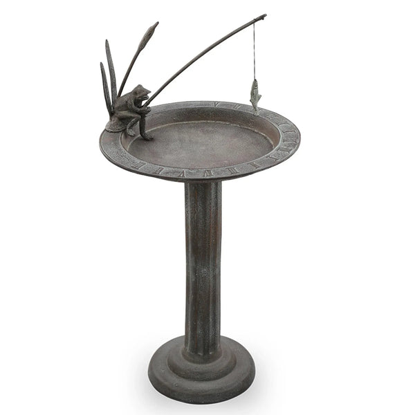 Fishing Frog Sundial / Birdbath - Gifts for You 'n Me