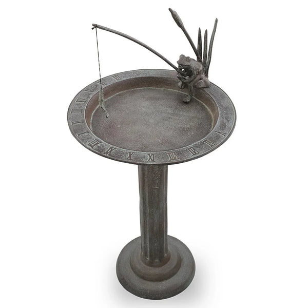 Fishing Frog Sundial / Birdbath - Gifts for You 'n Me