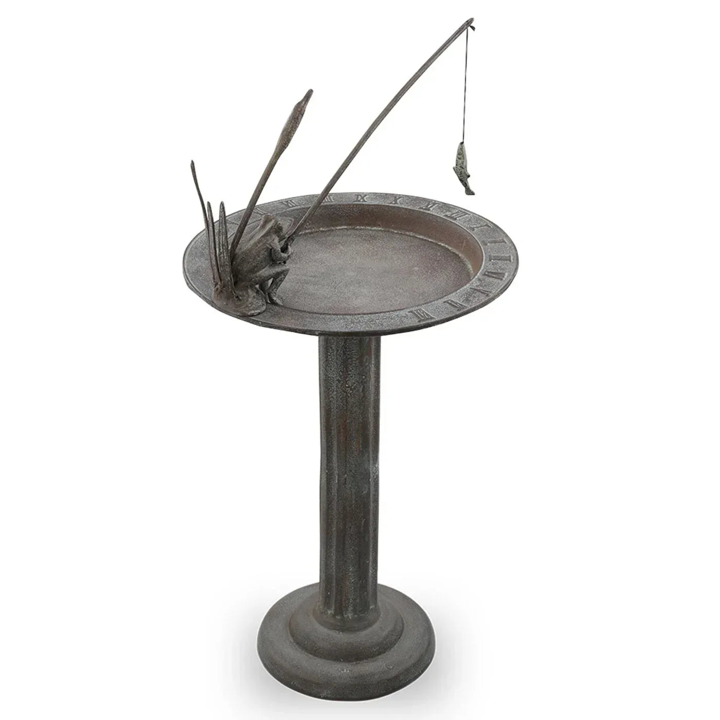 Fishing Frog Sundial / Birdbath - Gifts for You 'n Me
