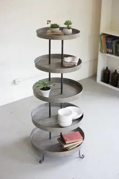 Five Tiered Round Metal Display Tower - KALALOU