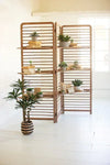 Folding Wooden Screen With Three Shelves - KALALOU