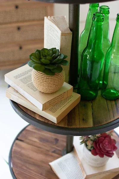 Four Tiered Recycled Wood And Metal Display Tower - KALALOU - Gifts for You 'n Me