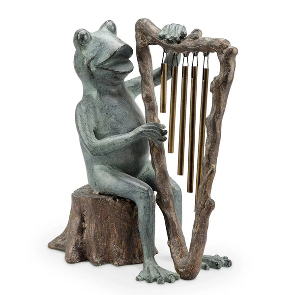 Frog and Harp Tube Windchime - Garden Sculpture - Gifts for You 'n Me