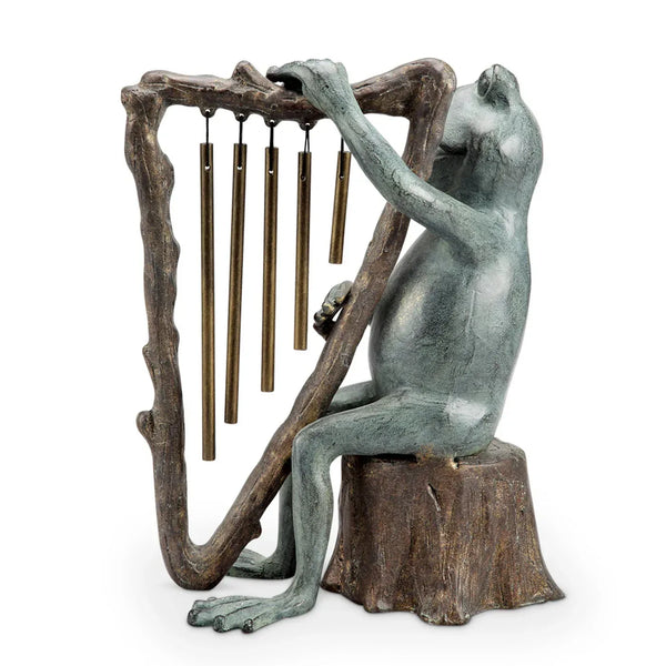 Frog and Harp Tube Windchime - Garden Sculpture - Gifts for You 'n Me