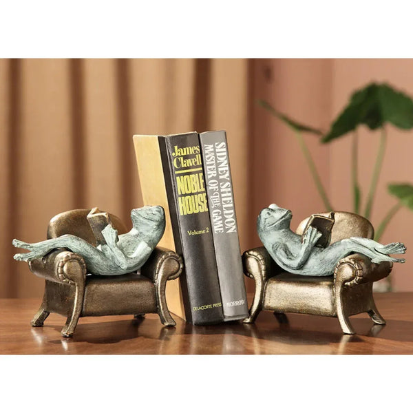 Frogs Reading on Sofa Bookends - Gifts for You 'n Me