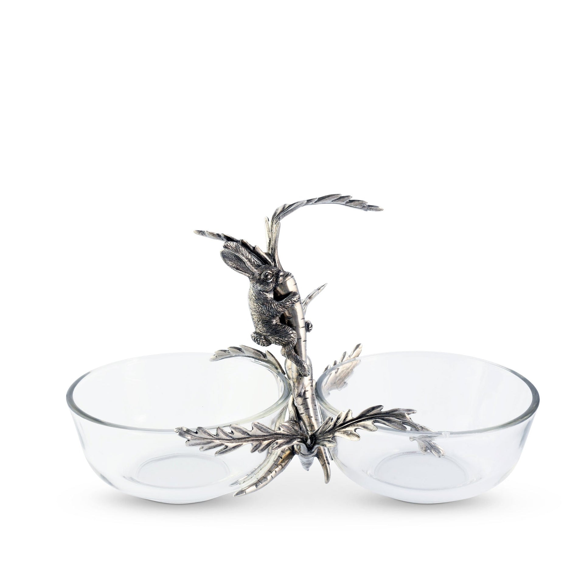 RABBIT / CARROT DOUBLE DISH CONDIMENT SERVER