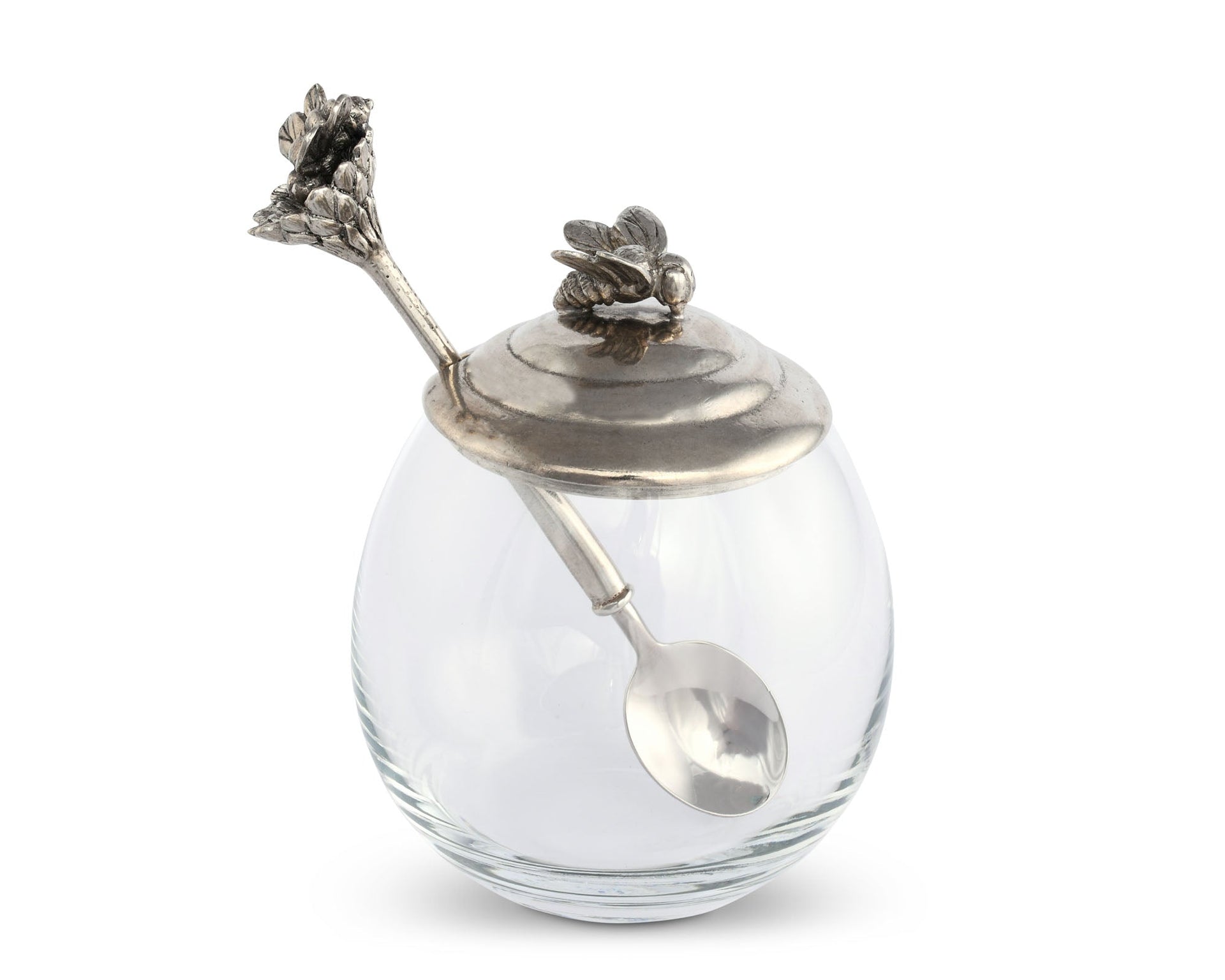 BEE GLASS HONEY POT WITH SPOON