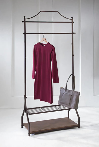 Garment Rack with Wood Veneer Base
