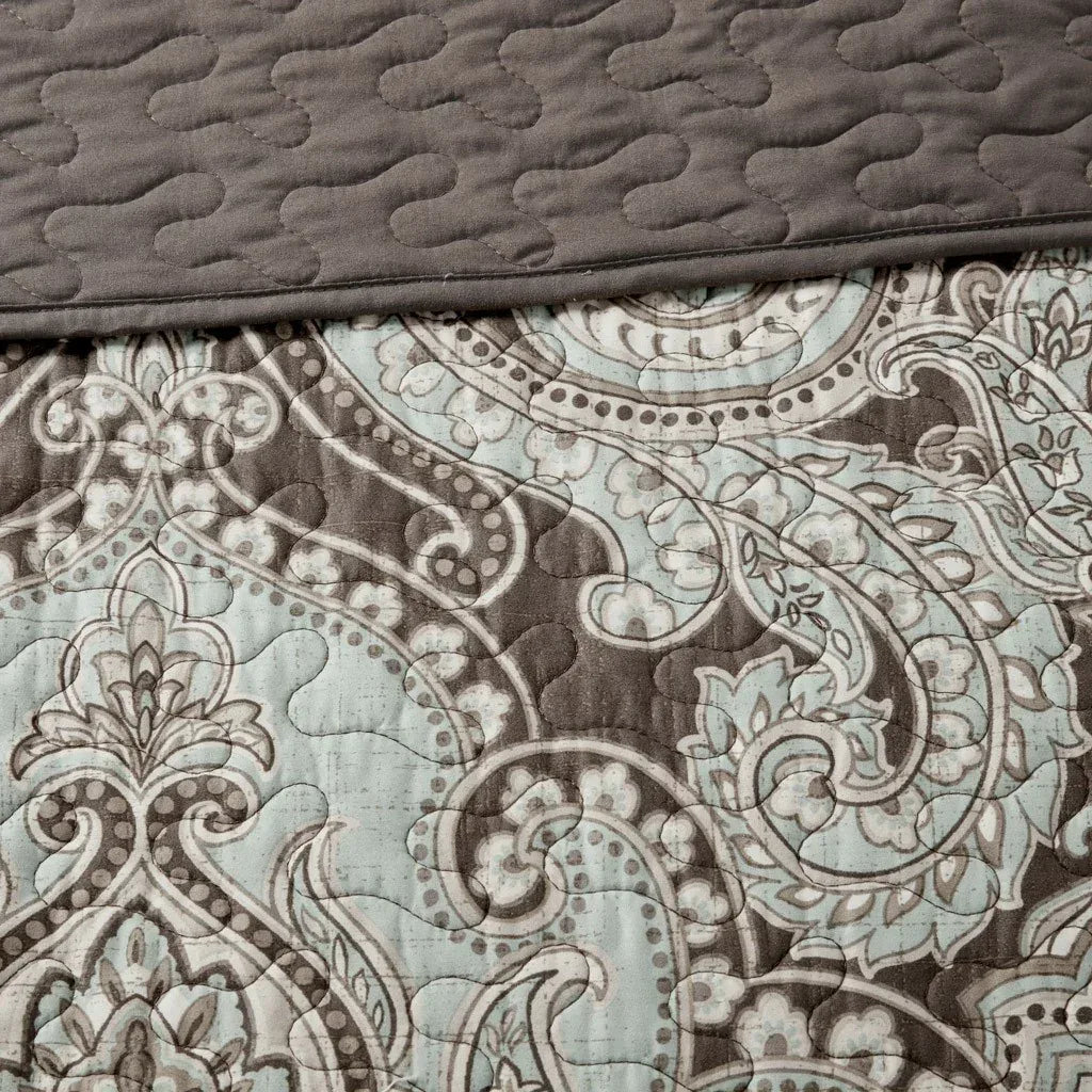 Geneva 6 Piece Reversible Coverlet Set - Brown - Gifts for You 'n Me