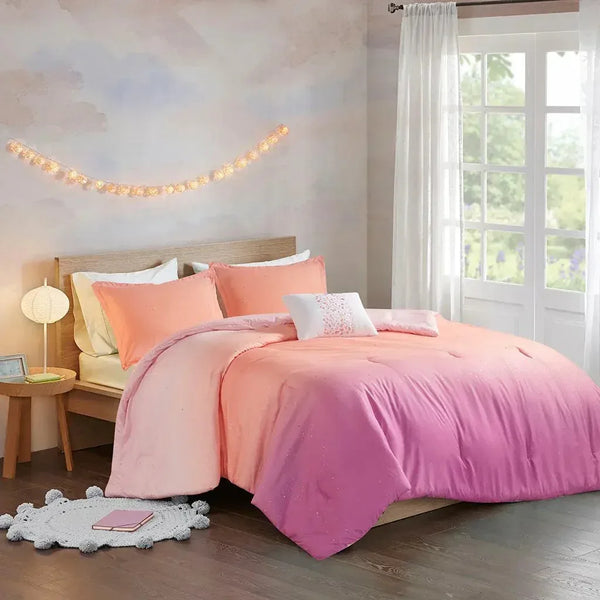 Glimmer Metallic Glitter Printed Reversible Comforter Set by Mi Zone - Gifts for You 'n Me