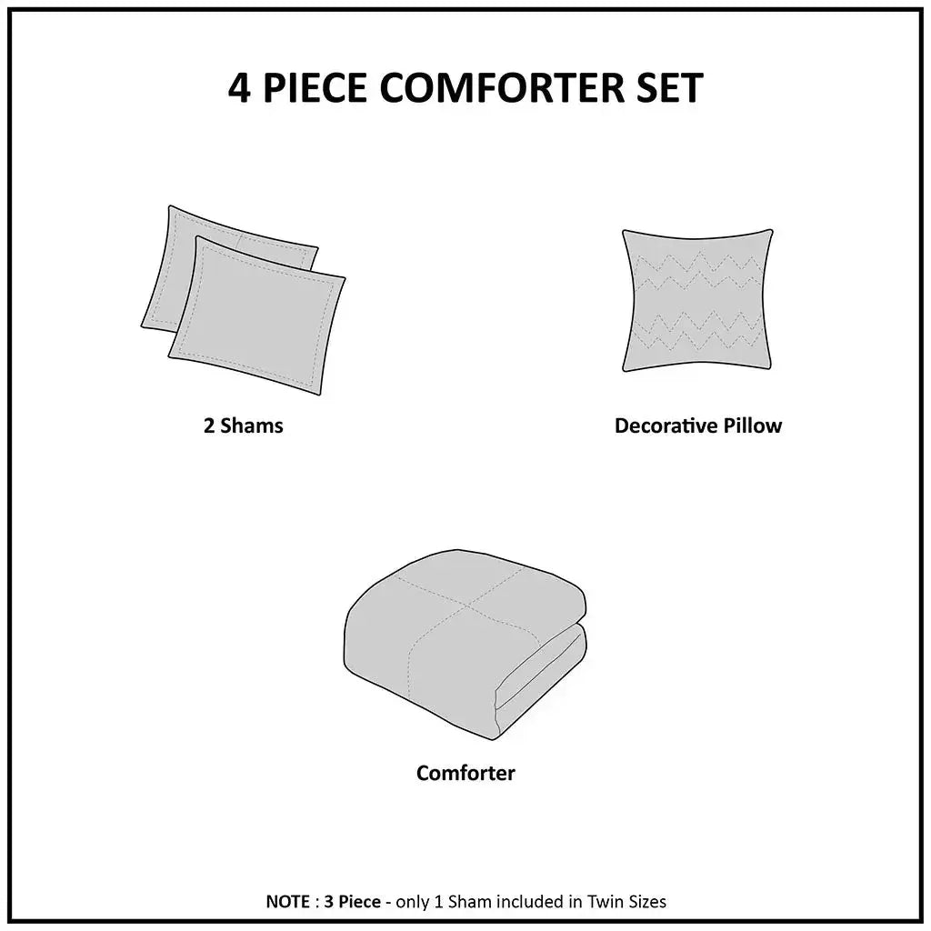 Glimmer Metallic Glitter Printed Reversible Comforter Set by Mi Zone - Gifts for You 'n Me