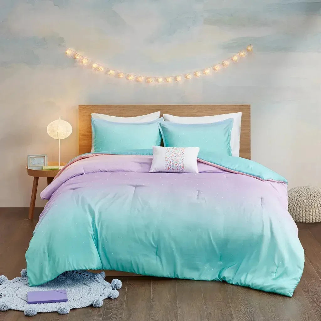 Glimmer Metallic Glitter Printed Reversible Comforter Set by Mi Zone - Gifts for You 'n Me