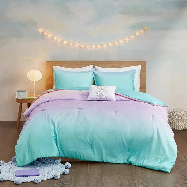 Glimmer Metallic Glitter Printed Reversible Comforter Set by Mi Zone - Gifts for You 'n Me