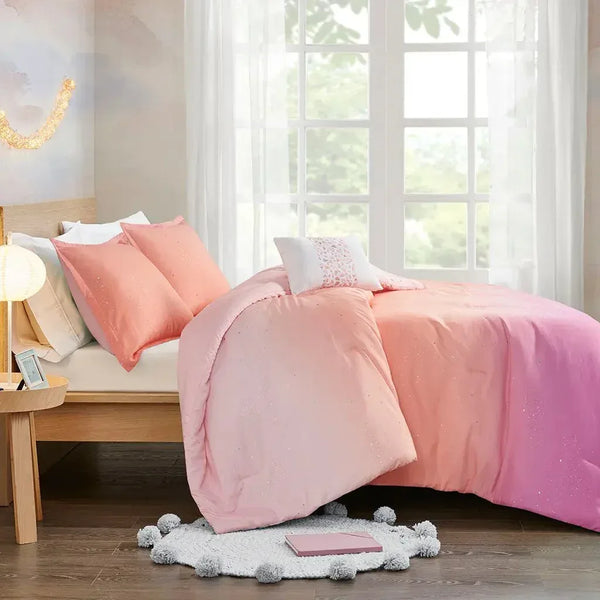 Glimmer Metallic Glitter Printed Reversible Comforter Set by Mi Zone - Gifts for You 'n Me