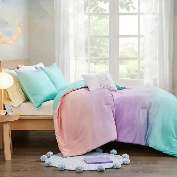 Glimmer Metallic Glitter Printed Reversible Comforter Set by Mi Zone - Gifts for You 'n Me