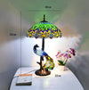 Luxurious Tiffany Peacock Table Lamp Foyer Bed Room Restaurant Large Art Glass Colorful Desk Decor Light 68cm 1261