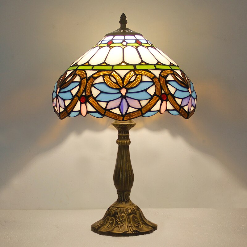 Tiffany Style Dragon Tail Red Baroque Dia 12" Stained Glass Table Reading Lamp for bedroom living room