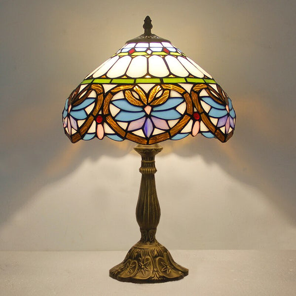 Tiffany Style Dragon Tail Red Baroque Dia 12" Stained Glass Table Reading Lamp for bedroom living room