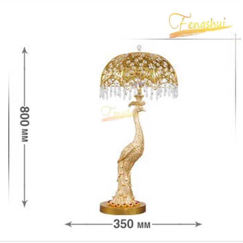 Nordic Peacock LED Table Lamp Modern Golden Crystal Table Lights Luxury Home Decor Lamp Villa Study Living Room Indoor Lighting