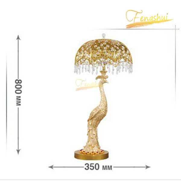 Nordic Peacock LED Table Lamp Modern Golden Crystal Table Lights Luxury Home Decor Lamp Villa Study Living Room Indoor Lighting