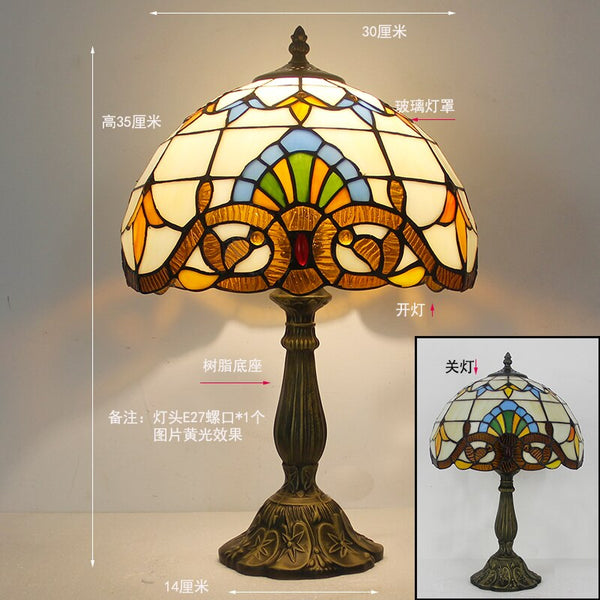 Tiffany Style Dragon Tail Red Baroque Dia 12" Stained Glass Table Reading Lamp for bedroom living room
