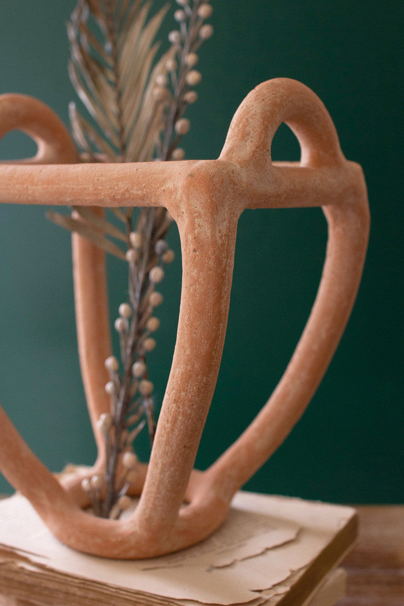 Set of 2 clay fruit basket sculptures