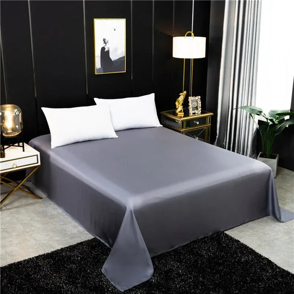 Natural Mulberry Silk Solid Color Flat Sheet Bed Sheet Queen King Size Bedding Sheet High Quality Bedding Textile White Sheet - Gifts for You 'n Me