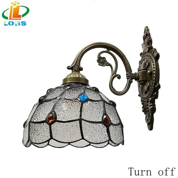 Nordic Peacock Tail Glazed Wall Lamp Tiffany Style Bedroom Balcony Living Room Backdrop Lighting Bar Led Simple Wall Lamps - Gifts for You 'n Me