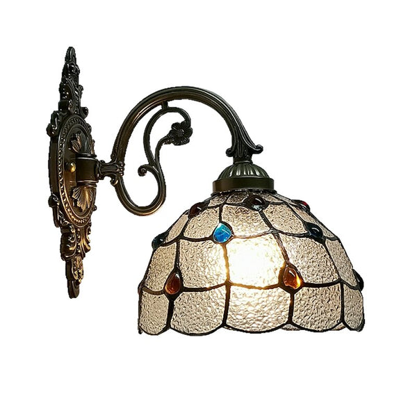 Nordic Peacock Tail Glazed Wall Lamp Tiffany Style Bedroom Balcony Living Room Backdrop Lighting Bar Led Simple Wall Lamps