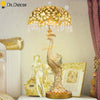Nordic Peacock LED Table Lamp Modern Golden Crystal Table Lights Luxury Home Decor Lamp Villa Study Living Room Indoor Lighting