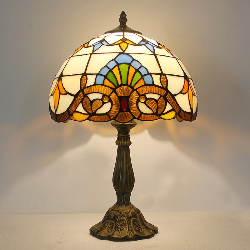 Tiffany Style Dragon Tail Red Baroque Dia 12" Stained Glass Table Reading Lamp for bedroom living room