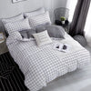 Bonenjoy Queen Size Bedding Set White Color Black Plaid Microfiber Reactive Printed King Size Bed Linen Sets For Bedroom Kit