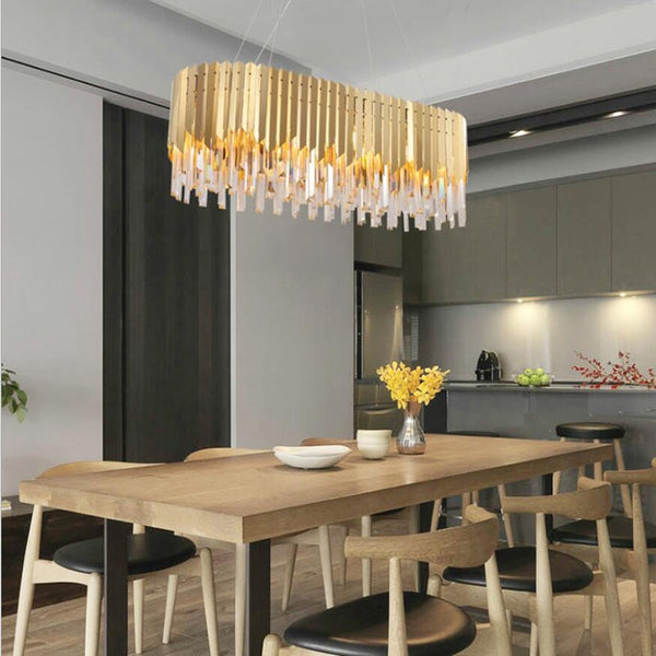 Luxury Modern Crystal Pendant Lights For Dining Room Rectangle Gold Home Crystal Lamp Kitchen Island LED Crystal Pendant Lights