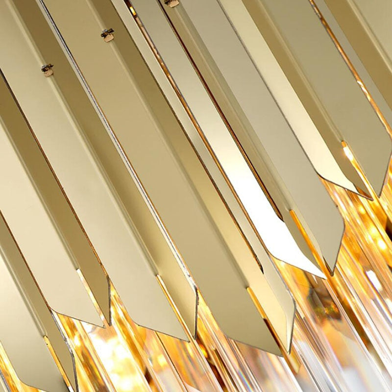 Luxury Modern Crystal Pendant Lights For Dining Room Rectangle Gold Home Crystal Lamp Kitchen Island LED Crystal Pendant Lights