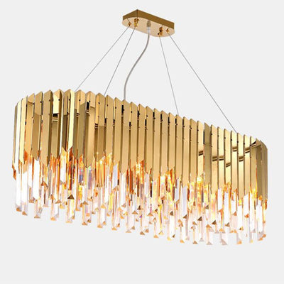 Luxury Modern Crystal Pendant Lights For Dining Room Rectangle Gold Home Crystal Lamp Kitchen Island LED Crystal Pendant Lights