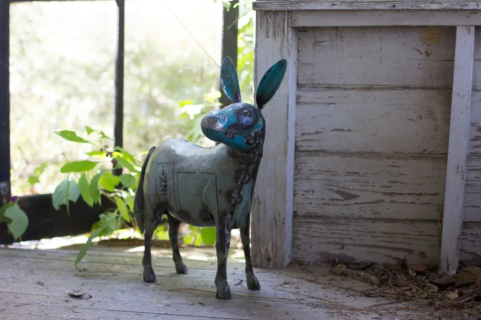 Handcrafted Reclaimed Recycled Metal Donkey Sculpture - Gifts for You 'n Me