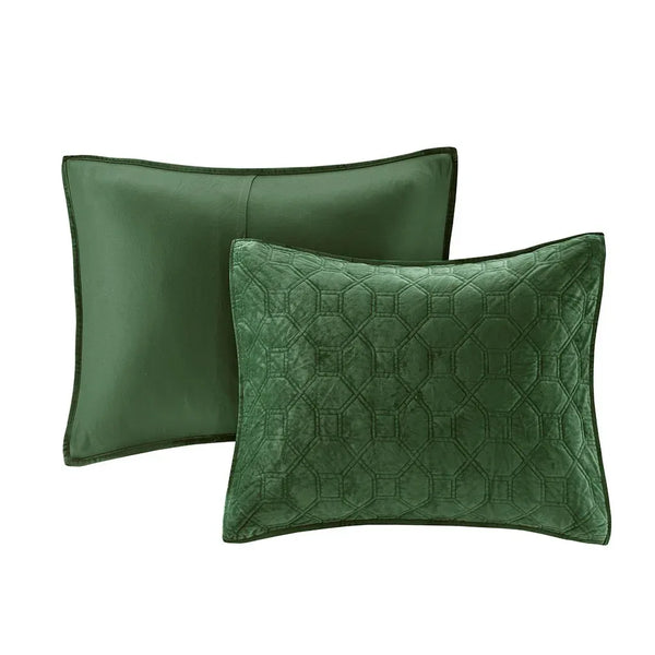 Harper Velvet 3 Piece Coverlet Set - Green - Gifts for You 'n Me
