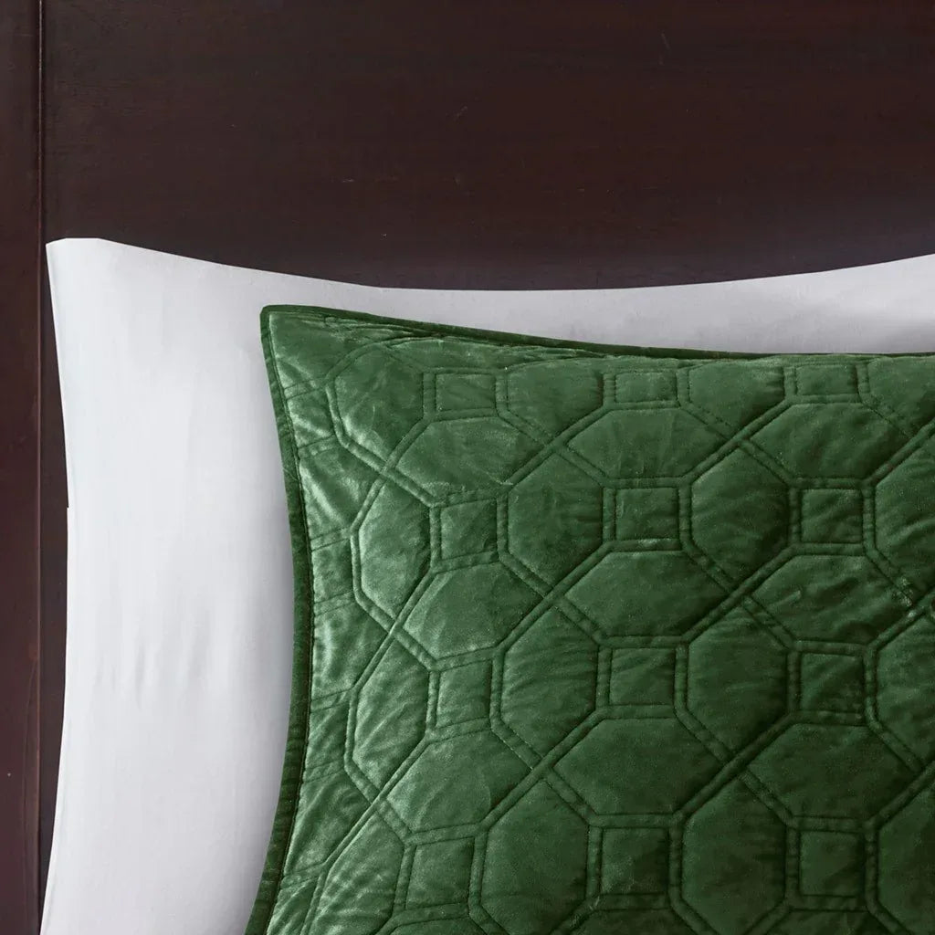 Harper Velvet 3 Piece Coverlet Set - Green - Gifts for You 'n Me
