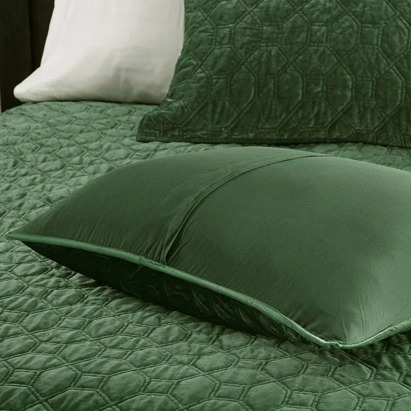 Harper Velvet 3 Piece Coverlet Set - Green - Gifts for You 'n Me
