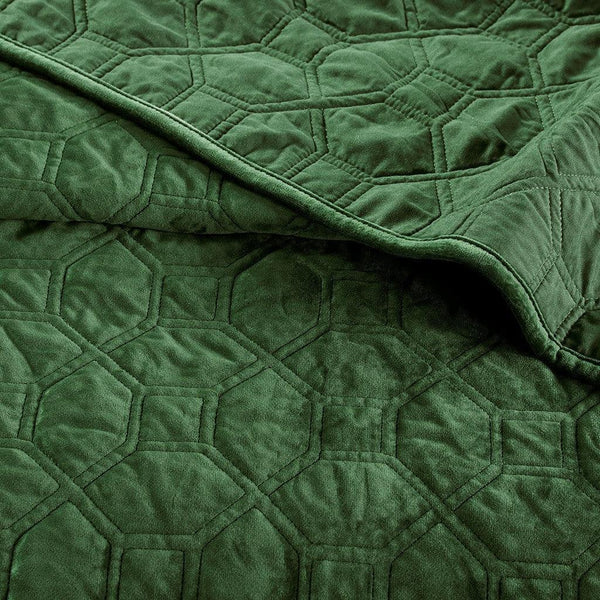 Harper Velvet 3 Piece Coverlet Set - Green - Gifts for You 'n Me