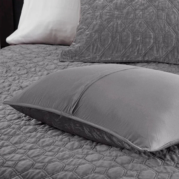 Harper Velvet 3 Piece Coverlet Set - Grey - Gifts for You 'n Me