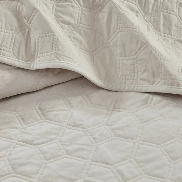 Harper Velvet 3 Piece Coverlet Set - Ivory - Gifts for You 'n Me